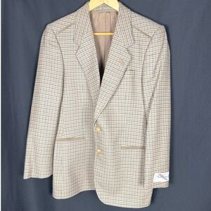 NWT Vintage 80s Paolo Giardini Wool Tweed Sport Coat Suede Trim Sz 38S